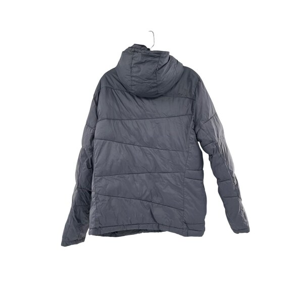 Spyder Mens Gray Hooded Puffer Jacket With Zip Pockets & Logo - Picture 2 of 11